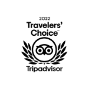 2022 Travelers' Choice Tripadvisor logo with owl in laurel wreath.