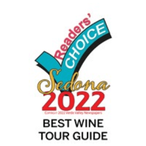 Award logo: Readers' Choice Sedona 2022 Best Wine Tour Guide.
