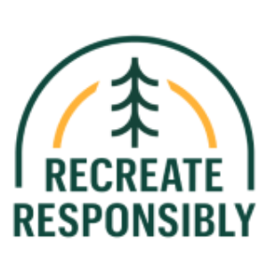 Logo with a tree inside an arch and text 'Recreate Responsibly'.