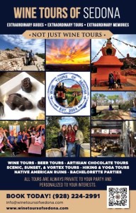 Collage of Sedona wine tours with images of landscapes, people, and tour details.