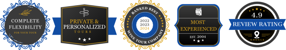 Five badges showing flexibility, personalized tours, best ranked, experience, and review rating.
