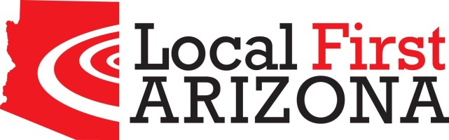 Logo with 'Local First Arizona' text and red Arizona state outline.